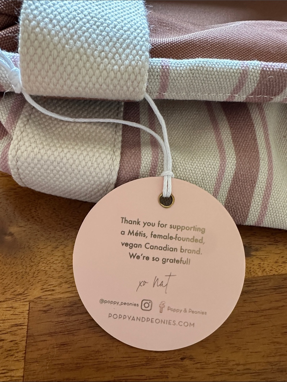 Poppy & Peonies Cream and Dusty Pink Striped Tote Organizer - Picture 7 of 7